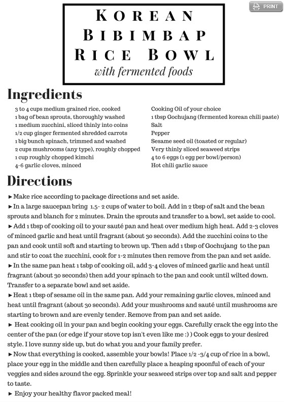 Fermented Food Bipimbap Recipe
