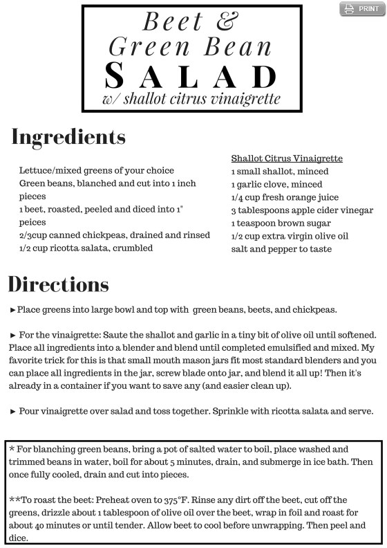 Beet & Green Been Salad Recipe